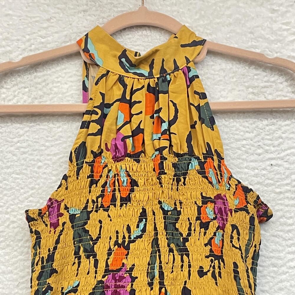 Haute Hippie Shirt Womens XS Yellow Boho Paisley Printed Sleeveless Halter New - Picture 4 of 12